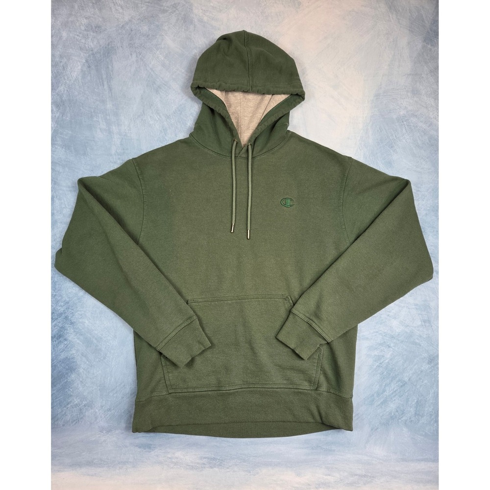 Champion Mens Pullover Hoodie Forest Green Embroidered Logo Sweatshirt AWGG4H M